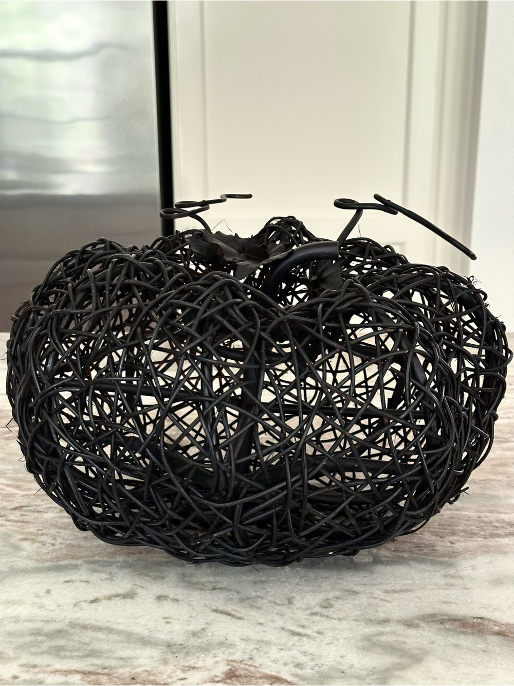 Halloween Pumpkin - Large Black Wicker Pumpkin Fall Halloween Decor - Picture 4 of 16